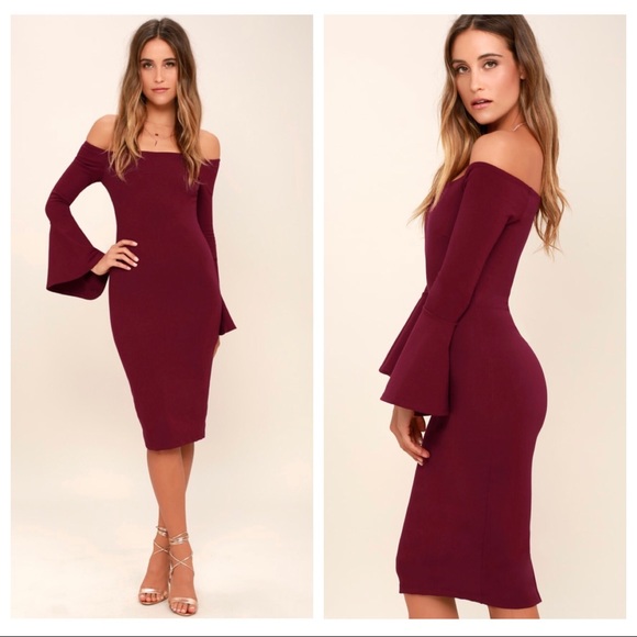 Lulus Dresses & Skirts - Lulu’s M Off the Shoulder Bell Sleeve Dress
